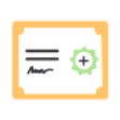 Icon einer Urkunde als Symbol für den staatlich anerkannten Abschluss der PDL-Weiterbildung.